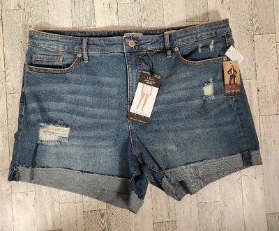 Sofia Vergara Lila Denim Shorts Size 18 & 20 Destructed Cuff Short NEW