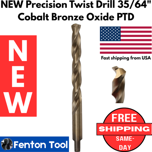 NEW Precision Twist Drill 35/64" Cobalt Tang Drive Bronze Oxide PTD .5469 NIB - Picture 2 of 11
