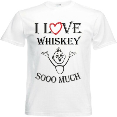 T-Shirt I Love Whiskey für Damen Herren und Kinder ... in der Farbe Weiss