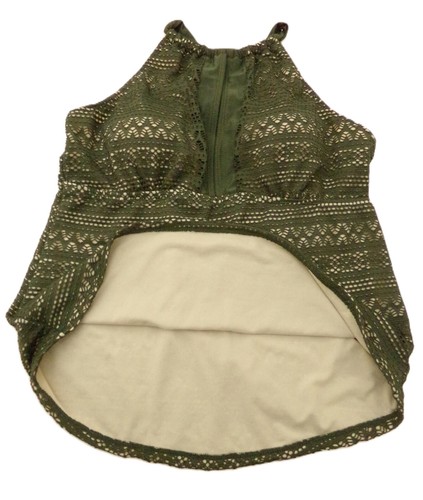 Catalina Swimwear Women's Green Crochet Tankini Swim Top SIZE LARGE Summer Sexy - Picture 3 of 9