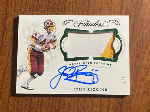 2018 Panini Flawless John Riggins 3-Color Patch Auto /2 PA-JR Emerald