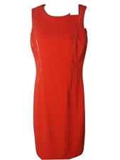 Calvin Klein NEW NWT Tango Red Sheath Dress Gold Zipper detail Women's size 4