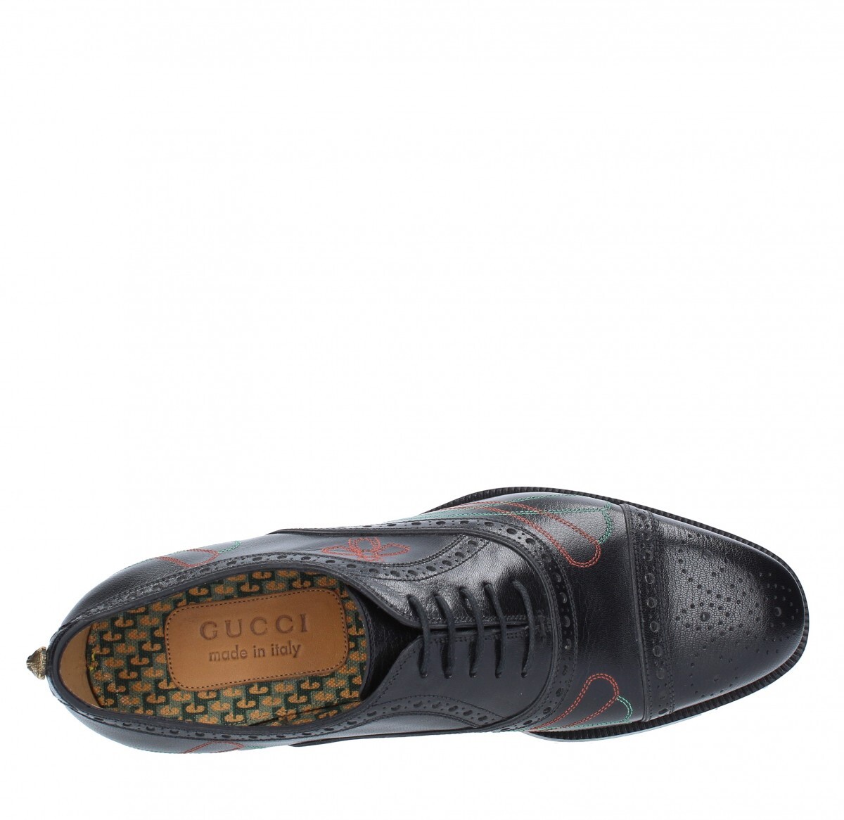Authentic Gucci Mens laceup leather Quentin nero embroidery black shoe image 5