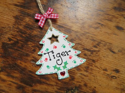 Personalisierter Haustier Christbaumschmuck Hund Katze Weihnachtsgeschenk Geschenk Knochen rustikal