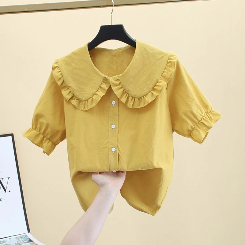 yellow peter pan collar shirt womens