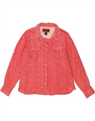 EDDIE BAUER Womens Abstract Pattern Shirt UK 16 Large Red Cotton RE07