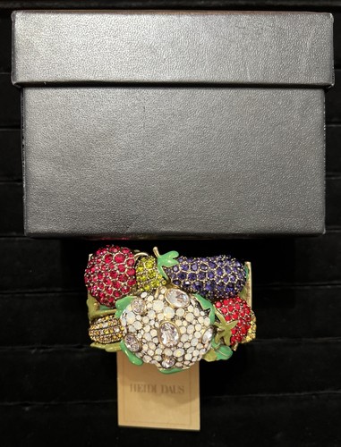 Heidi Daus Multi Colored Rhinestone Vegetable Bracelet W/Box Hinged - Afbeelding 8 van 21
