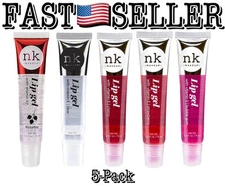 Nicka K Lip Gel Set, Clear, Rosehip Oil, Bubble Gum, Cherry & Strawberry 15ml Ea