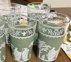 Vintage Wedgwood Jasperware Jeanette Green Hellenic Drinking Glasses SET OF 4