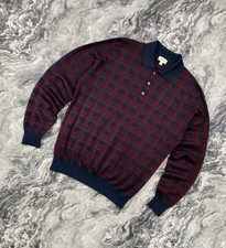 Vintage Brioni Polo Long Sleeve Sweater Silk Cashmere Monogram Logo Men Size 54