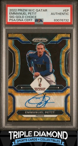 2022 Prizm World Cup Emmanuel Petit Auto Gold Choice #2/2 PSA Auth LS134