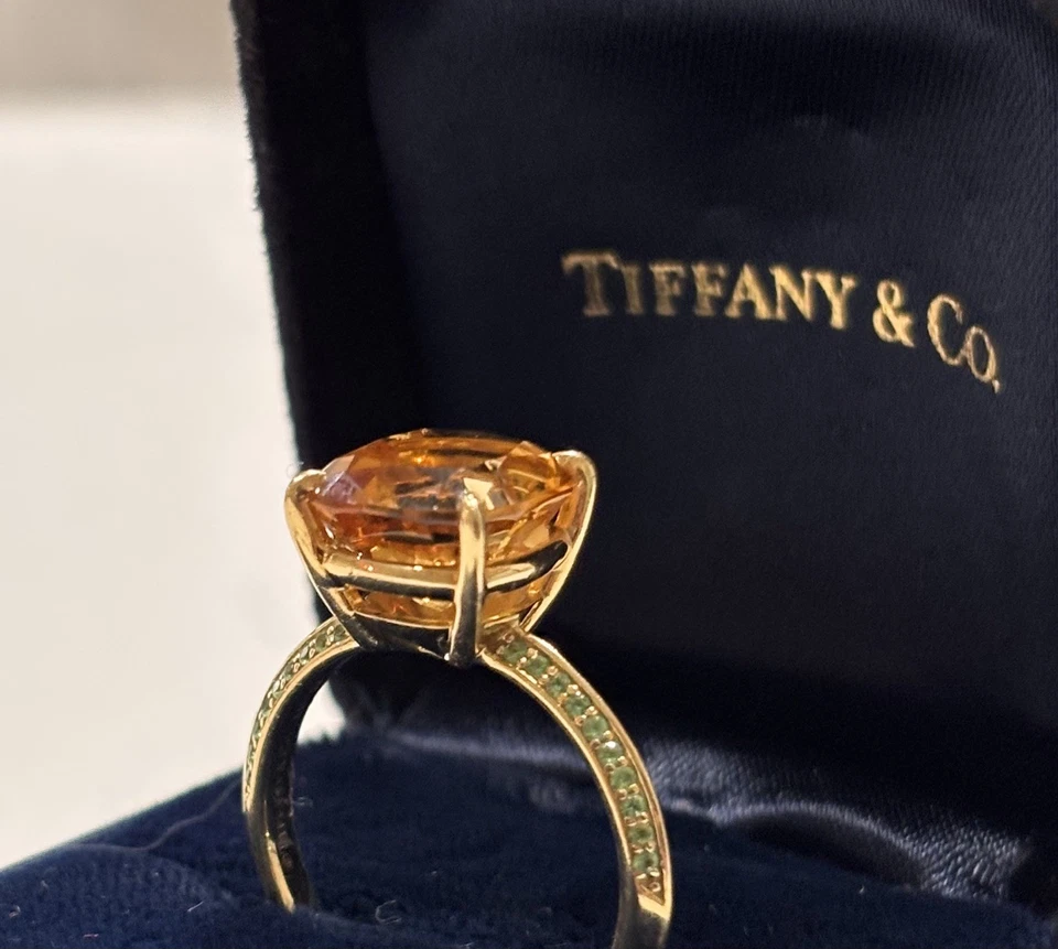 Anillo Tiffany & Co. Oro Amarillo 18k Citrino Tsavorita Brigas Foto 4 de 4