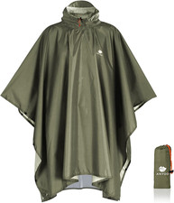 Hooded Rain Poncho for Adults, Waterproof Lightweight Rain Coat, Reusable