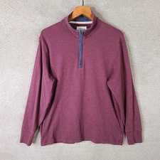 The Normal Brand Sweater Mens L Burgrundy Red1/4 Zip Mock Neck Cotten Stretch