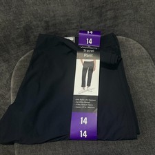 Kirkland Signature Women's Travel Pant Black 4-Way Stretch Zip Pocket 14 27" NEW