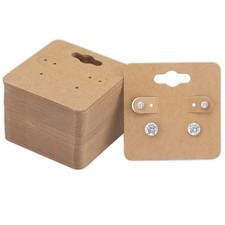 100 Pieces Kraft Paper Earring Display Holder Cards, 2" x 2", Brown