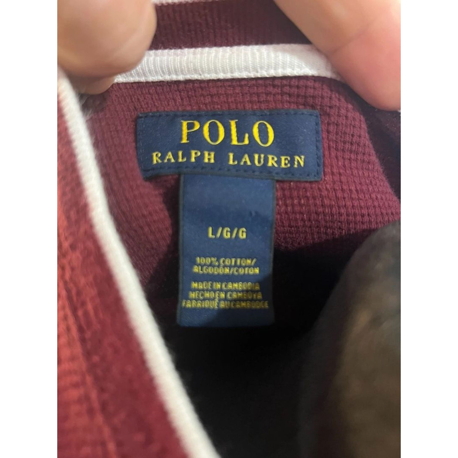 Large Polo Ralph Lauren Burgundy Long Sleeve Crewneck Thermal Mens Pony Logo thumbnail 6
