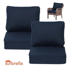 Aoodor Set of 2 Sunbrella Outdoor Patio Chair Cushions Set with Pocket Springs