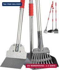 FUSBUNTY Long Handle Dog Pooper Scooper, Heavy Duty Stainless Steel Rake
