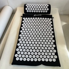 ProsourceFit Acupressure Mat and Pillow Set Black for Back/Neck Pain Relief 