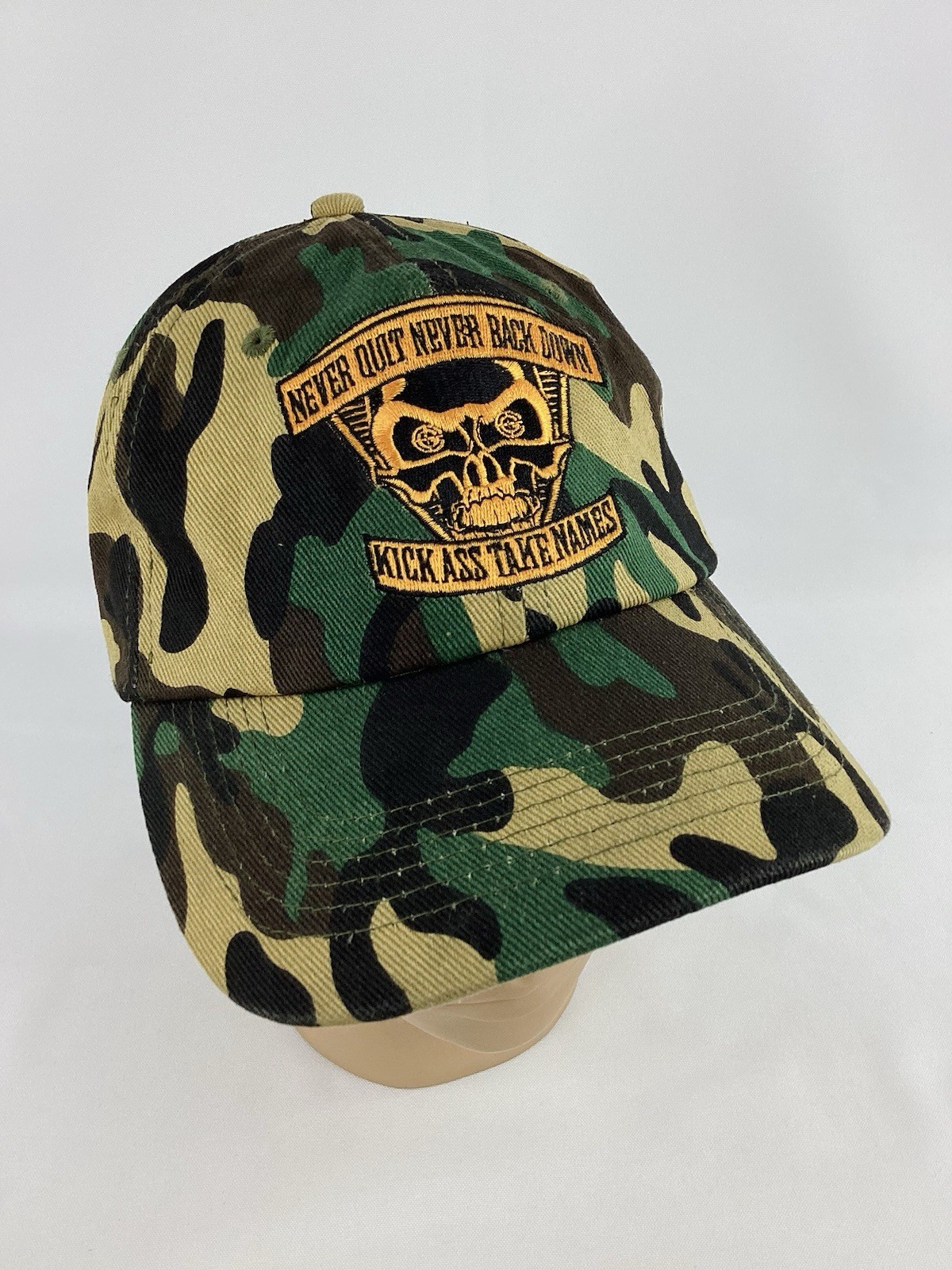 Vintage 2005 Y2K WWE John Cena Chain Gang Soldier Camo Hat Cap Never Quit