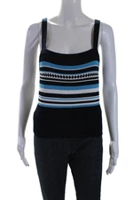 Trina Turk Womens Cotton Casady Striped Print Knitted Tank Top Blue Size M