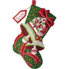 Bucilla Poinsettia Bells Stocking Kit 89595 SEALED Felt Stocking Kit NEW PRICE 