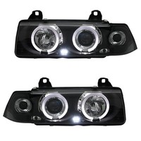 Scheinwerfer Angel Eyes FüR BMW E36 Cabrio Coupe Bj. 1992-1999 Schwarz