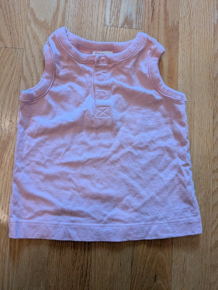 Hanna Andersson Lote de 2 Camisetas sin Mangas Rosa Azul Bebé Niñas 60 EE. UU. 3-6 Meses Foto 3 de 4