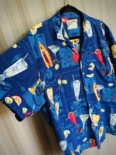VTG Paradise Found Hawaiian Shirt Happy Hour Cocktail Tiki Bar MCM Atomic XL
