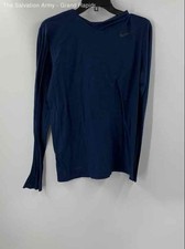 Nike Mens Navy Blue Dri-Fit Long Sleeve Pullover Hooded T-Shirt Size Small