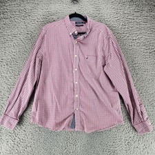 Nautica Shirt Mens XL Red Plaid Long Sleeve Button Up