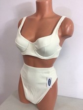 Old Navy Ivory Bikini Swimsuit High Waist Womens M/L NEW