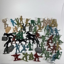 Lot Of 54 Plastic Army Men Cowboys Indians Soliders Horses Variety Assortment