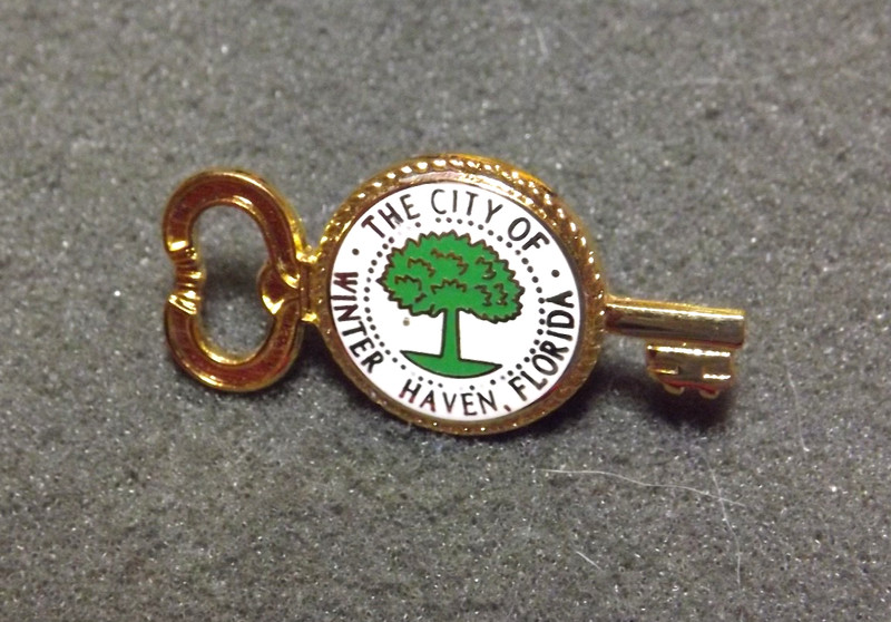 The City of Winter Haven Florida Key Shaped Lapel  Pin Travel Souvenir