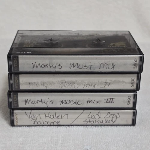 VTG Homemade Mixed Cassette Tape Lot Led Zeppelin Van Halen Rock Metal 1970s 80s