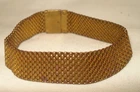 Vintage Gold Tone Mesh Link Band Slide Clasp 7 ½” Costume Jewelry Bracelet