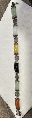 #ad Vintage CFJ Manufacturing 925 Sterling Silver Jade Black Onyx amp; Carnelian... $149.99