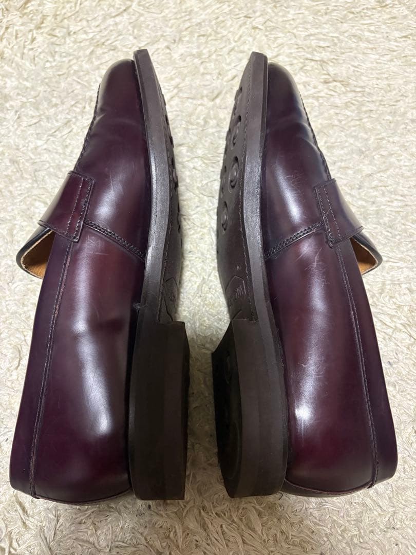 靴 Berwick Coin Loafer Berwick 5260 Coin Loafer Men's Leather Shoes Burgundy UK8/27cm