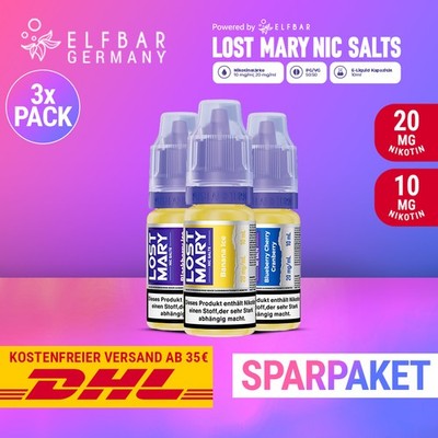 3 x Elfbar Lost Mary NicSalt 10 & 20mg Nikotin - Alle Sorten | Liquid