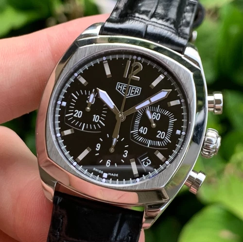 TAG Heuer Monza CR2110 Automatic Chronograph Black Dial Stainless Steel Watch