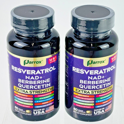Parrox Resveratrol Supplement Extra Strength 2 PACK Of 60 Caps 7/2027