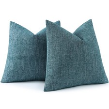decorUhome Teal Chenille Throw Pillow Covers 22x22 Set of 2