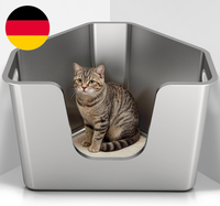 Ptlom Lebensmittelechtes Katzenklo Edelstahl Katzentoilette, Einteiliges Eck-Mod