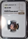 NGC MS-65 BN 1909-P Lincoln Cent, Beautiful, Wood-Grain Toned Gem.