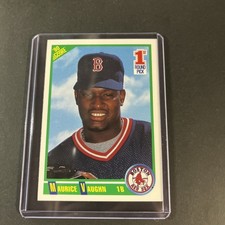 1990 Score 675 Maurice Vaughn Red Sox Rookie Baseball Card. rookie card picture