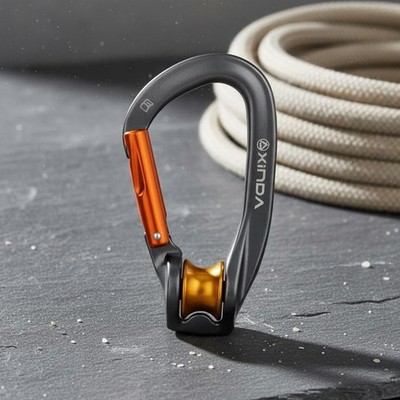 Karabiner mit Rolle Stabil Drehkarabiner Hochfest für Klettern, Abseilen