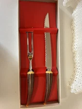 Vintage Sheffield 2 Piece Carving Set With Antler Bakelite Handles - Orig. Box