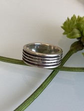 Vintage Sterling Solid 925 Silver Wide Band Ring 7.25size 8mm 7.8grams