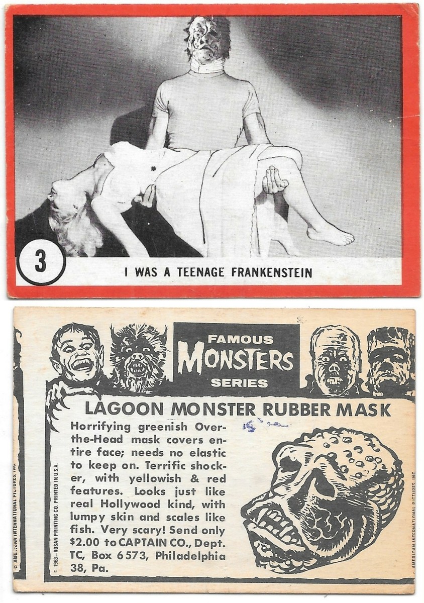 Famous Monsters Series Trading Cards Rosan Printing 1963 YOU